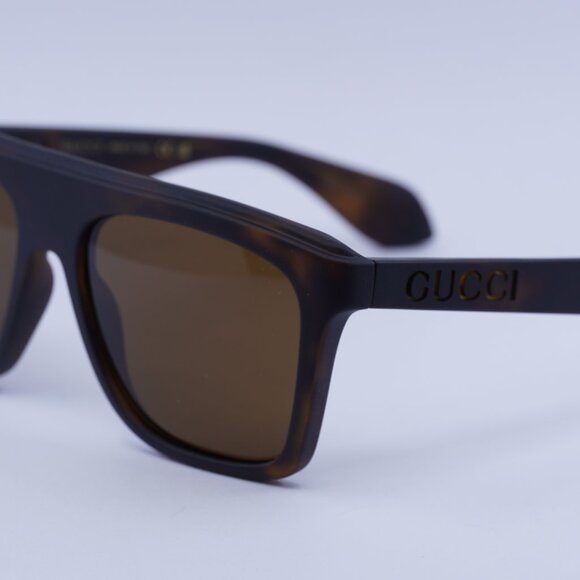 Gucci GG1570S 002 Sunglasses Matte Dark Havana Square Frame, Brown Lenses - Picture 9 of 11